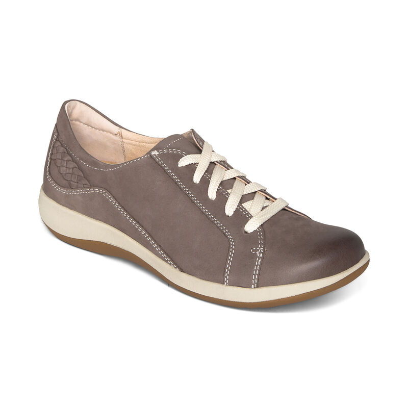 Aetrex Womens Dana Lace Up Oxford Flats Warm Grey - 4sqREevNl